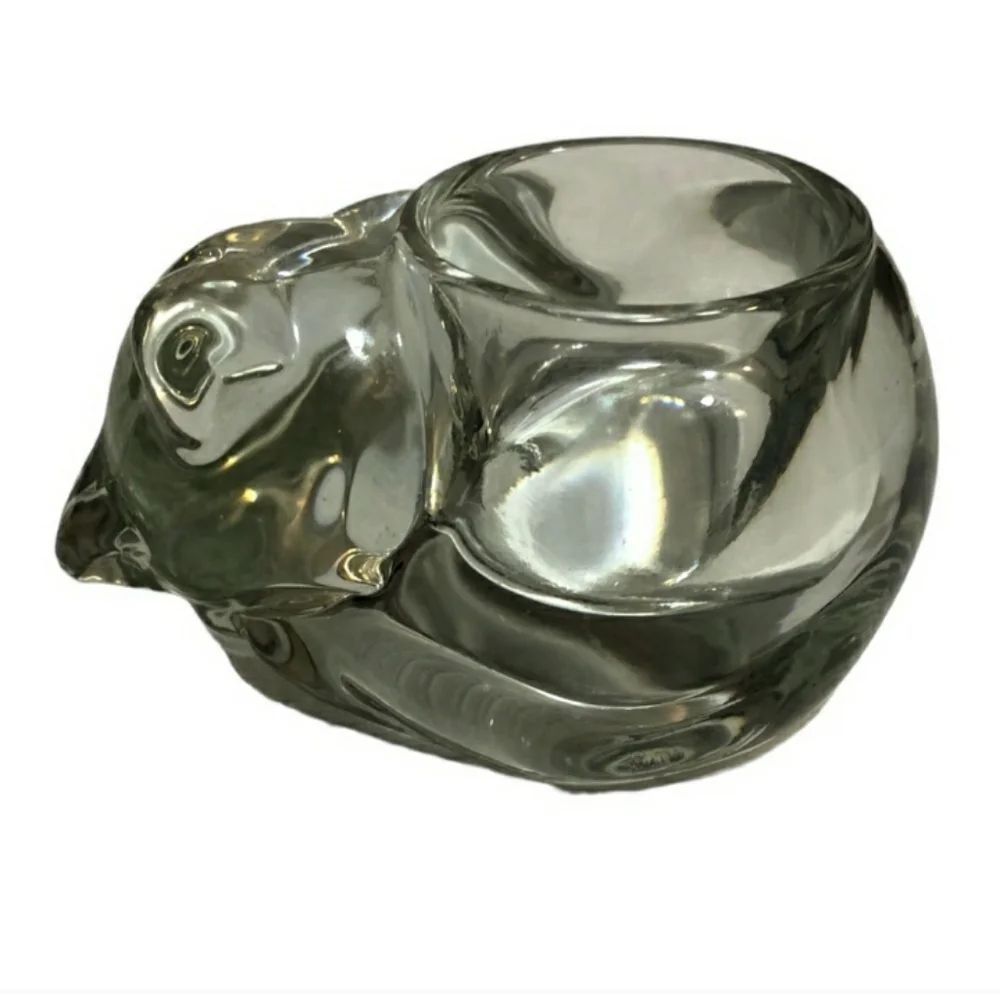 INDIANA GLASS Clear Glass Sleeping Cat Votive HolderIndiana Glass Company